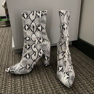 Snakesnkin Calf-High Booties, SZ10
